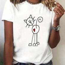 Camiseta Clásica para Mujer - Blusa Básica de Algodón Suave, Camisa > Hermosa. - Blanco - Ver 8