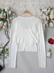 Bộ 2 món áo hai dây dệt kim + áo khoác cardigan ngắn cho nữ, kiểu dáng dễ thương ngọt ngào như nàng tiên, áo cardigan dệt kim dài tay màu trắng, áo hai dây dệt kim thắt nơ, trang phục layering ôm sát dáng người nhỏ nhắn với họa tiết rỗng. - trắng - Xem 10