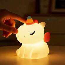 Children's Unicorn Night Light, Silicone Baby Care Nightlight, Dimmable LED Unicorn Lamp, USB Rechargeable Bedside Lamp, Unicorn Night Light, Suitable Gift For Girls, Infants And Girl, Bedroom & Kids Room Decor - White - View 3