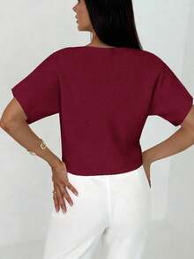 Cárdigan delgado de mujer con contraste de color retro, adecuado para salidas, estilo callejero, aeropuerto, vacaciones en la playa, viajes al trabajo, fiestas de boda, festivales, estilo bohemio, romántico y elegante - Burdeos - Ver 2