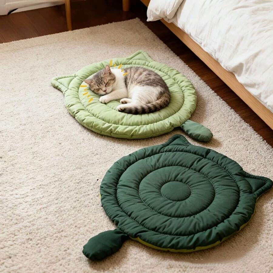 1个通用猫咪睡垫,可爱狗狗垫,柔软透气,可水洗,大脸猫咪图案,四季皆宜 - 彩色 - 查看 1