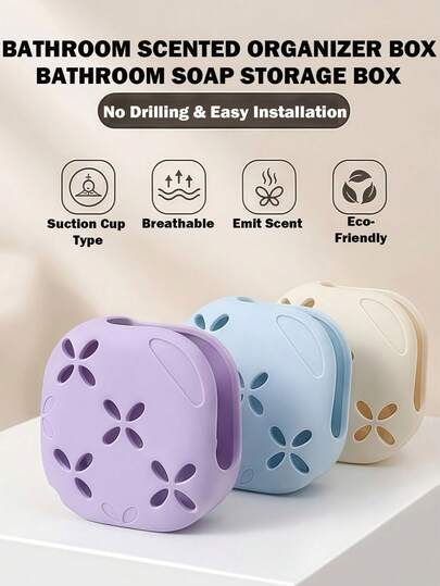 Multi-Scene Fragrance Storage Box, Hotel & Home Bathroom Suction Cup Silicone Fragrance & Soap Storage Box, Compact & Convenient, Can Be Hung Or Adhered To Smooth Surfaces. Can Be Used In Living Room, Wardrobe To Store Fragrance.