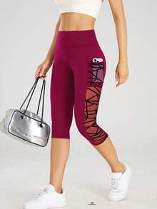 Pantalones cortos de Yoga de cintura alta, mallas con bolsillos, deportes, Fitness, pantalones de Yoga ajustados informales, mallas Capri de punto de malla cruzada lateral - jiuhong - Ver 5