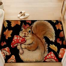 1pc Squirrel Pattern Printed Linen Kitchen Rug, Doormat, Bath Mat, Hallway Mat, 3D Printed Rectangle Carpet For Living Room, Bedroom, Corridor, Bathroom, Laundry Room - Polyester Rug For Indoor And Outdoor Home Decor - Multicolor - View 4