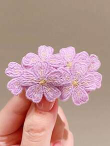 5pcs Embroidered Flower Hair Clips, Suitable For Teenagers, Side Bangs Clips, Sweet And Exquisite Hair Accessories, Luxurious Japanese-Style Hair Decorations - Multicolor - View 6