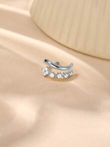 1 chiếc khuyên tai kẹp bằng bạc Sterling 925, không gây dị ứng, hình hoa và đính đá Zirconia AAAAA nhiều hàng, khuyên tai kẹp sụn lấp lánh tinh tế dành cho nữ, trang sức quà tặng hàng ngày/tiệc tùng/đám cưới/kỷ niệm/sinh nhật, trang sức cao cấp không cần xỏ lỗ, chống xỉn màu. - Bạc - Xem 6
