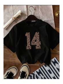 BASIC T-SHIRT WITH LEOPARD DETAIL Loose And Comfortable - Back - View 5
