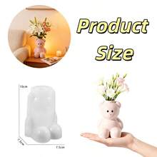GlowFormm 坐熊花瓶树脂硅胶模具 - 可重复使用，不粘，精细花卉容器模具，适用于DIY家居装饰、树脂工艺品、礼品制作 - 非常适合手工爱好者、家居装饰师和小企业 - 1个 - 小熊矽膠模具4594 - 查看 12