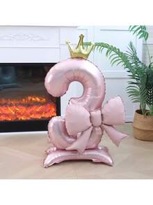 42-Inch Extra Large Pink Crown & Bow Foil Balloon Set, Suitable For Birthday, Anniversary Party Decoration - Multicolor - View 10