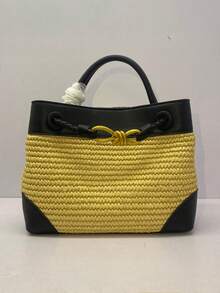 BV Bottega Small Andiamo Bolso de mujer tejido a mano de cuero genuinoBolsodebolso de manotipocuboconpatróntejidoparamujer,bolsodemarca,elegantebolsodemanoparaseñorabolsaderegaloexquisita,bolsodebolso de manodelujoparamujer,bolsocruzadodemodaparamujer,adecuadoparachicas,estudiantesnivel universitariodamasdeoficina,madresdemedianaedadparausodiario,comprasoficina,clase,reuniones,citas,actividadesalairelibretambiénunregaloidealparaBolso de mano vintage de estilo francés para mujer, bolso de hombro coreano de nicho, moderno y versátil, de paja con colores contrastantes. - Negro - Ver 9
