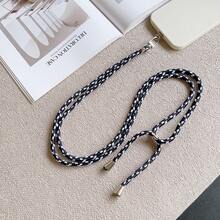 Cordón ajustable y universal de unicolor para teléfono, arnés unisex desmontable, collar de teléfono antiperidida duradero, arnés de teléfono multifuncional, longitud ajustable - Blanco y Negro - Ver 2