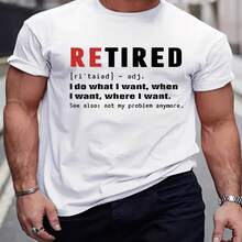 Camiseta divertida de regalo de jubilación para hombre: camiseta de manga corta con cuello redondo y letras rojas y negras llamativas. Tejido ligero y transpirable, ideal para fiestas de jubilación y uso diario informal. Regalo de jubilación con humor, ropa de verano, textura suave, dise?o de cuello redondo, imprescindible para fiestas. - Blanco - Ver 1