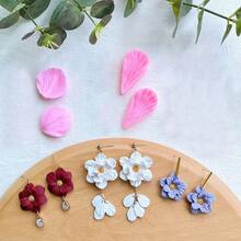 2pcs/Set Reusable Silicone Petal Texture Molds For Polymer Clay Jewelry Making - Pink - View 1