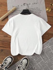 Women's Short-Sleeved T-Shirt, 100% Cotton, With A Floral Rabbit Print, Ideal For Holidays And Leisure, Summer Wear, Women's Top, Printed Design, Easter White. 100% Cotton. - 白色 - 查看 2