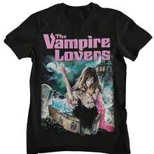 Camiseta con gráfico de película de terror retro The Vampire Lovers para hombre y mujer, camisetas negras de algodón informales clásicas góticas vintage - forma - Ver 1