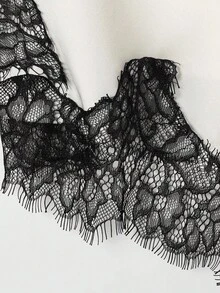 Nueva llegada Camiseta de mujer con decoración de encaje sexy, estilo europeo y americano para el verano - Borde negro, fondo blanco - Ver 8