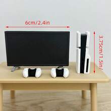 Mini PS Game Console Model Set, Miniature Gaming Device And Controller Figurine, Dollhouse Accessory, Creative Collectible Small Model, Realistic Miniature Console, Decorative Desktop Ornament - Multicolor - View 2