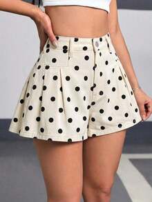 Shorts de mujer con estampado de lunares - Beis - Ver 6