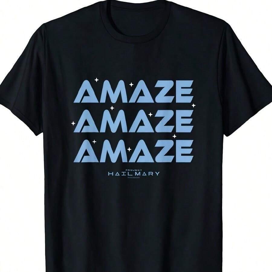 Project Hail Amaze Typography Repeat Mary Poster Gift T-Shirt - Black - View 1