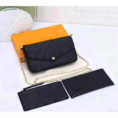 2026 New Three-In-One Envelope Bag, Handbag, Simple And Fashionable Shoulder Bag, Crossbody Bag, Soft Leather Long Chain Bag