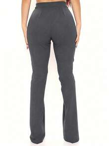Women's Fashionable High-Waisted Flared Pants, Multiple Colors Available, Boho-Chic - Dark Grey - View 3