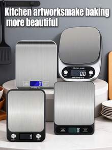 10kg Large Range Kitchen Scale | 10kg Capacity, LCD High-Definition Digital Display, Large Platform, One-Touch Tare Function | Durable Plastic, Multiple Unit Conversions, Sturdy Construction Suitable For Fruits, Vegetables, And Baking, Battery-Powered (Batteries Not Included) - Multicolor - View 1
