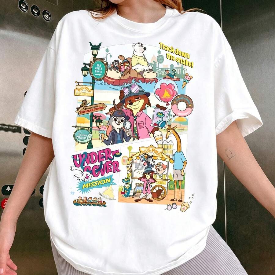 Disney Zootopia Movie 2 Characters Vintage Shirt, Judy Hopps Nick Wilde Gary De'snake Tee, Zootropolis, Disneyland Family 2026 Trip Shirt  Disney Oversized T-Shirt - trắng - Xem 1