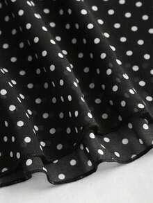 Top corto de tirantes con estampado de lunares lindo y encantador para mujer, para uso casual - Negro - Ver 4