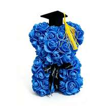 21cm Realistic Rose Flower Bear With Graduation Cap & Bow Tie, Graduation Season Gift For Classmates, Girlfriend, Graduation Party Favor - View 9