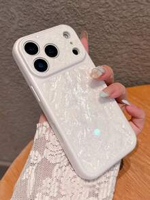 Premium Pearl White Shell Texture Large Window 17 Pro Max Phone Case, Full Coverage Anti-Drop Protection, INS Style High-End Aesthetic, Matte Design Anti-Slip And Anti-Sweat, Elegant Elegant With Sophisticated Style, Minimalist Creative Design, Niche Unique Fashion Taste - Premium Pearl White - View 7