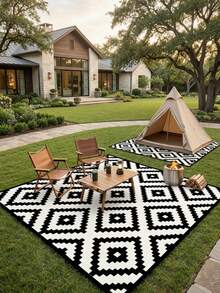 1PC Rug, Carpet, Area Rug, Door Mat, Nordic Modern Classic Geometric Diamond Pattern Outdoor Rug, Suitable For Entrance, Balcony, Garden, Outdoor, Yard, Living Room, All Seasons Soft Machine Washable Rug Mat, Home Decor - Multicolor - View 4