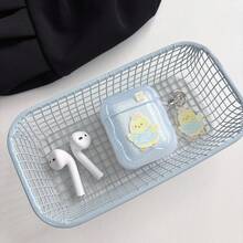 Ốp tai nghe hình gà con màu vàng chấm bi xanh trắng trong suốt viền lượn sóng kèm mặt dây chuyền acrylic, tương thích với 2/3/4/Pro/Pro2/Pro3 - Màu xanh nhạt - Xem 8