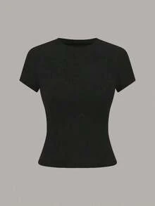 1 pieza Camiseta de manga corta informal de unicolor para mujer - Multicolor 6 - Ver 4
