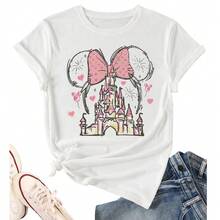 Camisa mágica para mujer, camiseta con gráfico de castillo, camiseta del reino mágico, bonita camisa de vacaciones, camisetas casuales de manga corta - Blanco-a - Ver 10