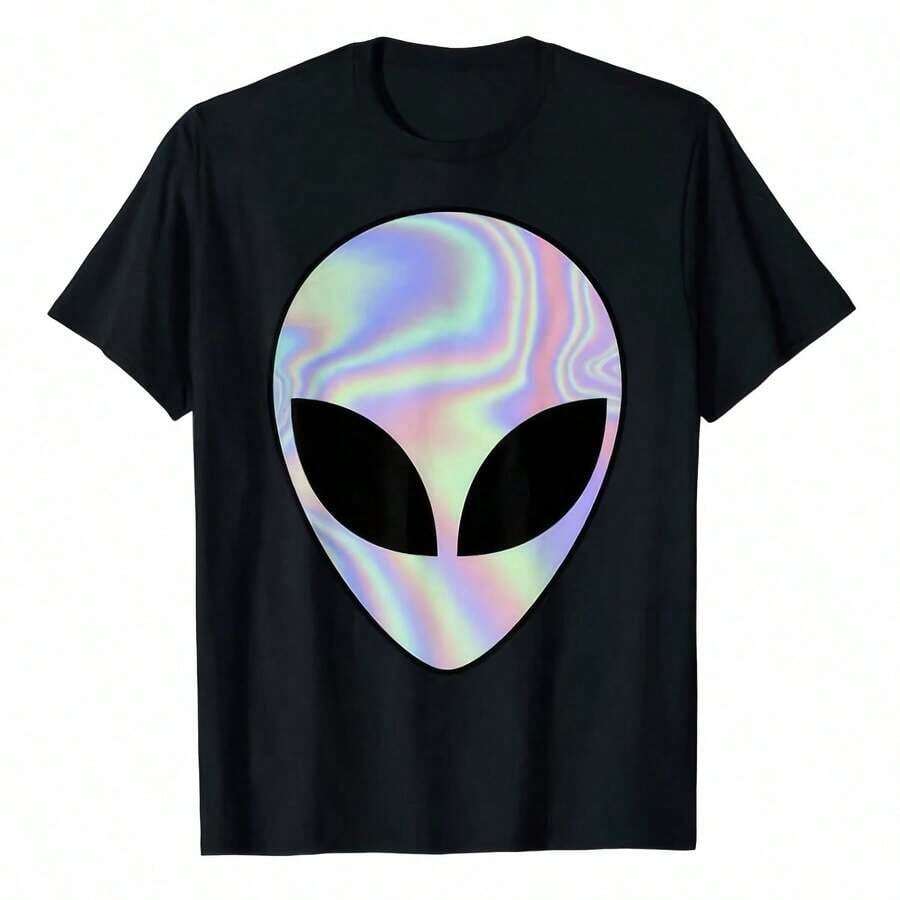 Alien Head T-Shirt Colorful Alien-Ufo Rave Tee Y2k Top I Want To Believe Graphic fits Funny Believers In Life On Mars ClothesBreathable and comforte - Forma - Ver 1
