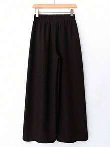 Pantalones casuales de unicolor para mujer, aptos para el verano - Café integral 2 - Ver 2