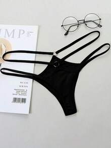 Novelty Gifts For Women 1 Pack Womens String Lace Triangle Underwear Spring Summer New Arrival Letter Animal Doodle Print High Elasticity Skin Friendly No Show Breathable Sexy Comfortable 4 Seasons Surprise Gift For Her - màu đen - Xem 2