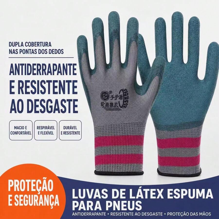 Luva emborrachada ideal para trabalhar com ferramentas trabalho de jardim entre outros. - Multicolorido - Visão 1