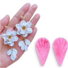 2pcs/Set Reusable Silicone Petal Texture Molds For Polymer Clay Jewelry Making - Pink - View 5
