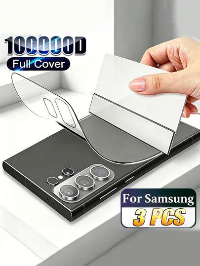 3 Pieces Full Cover Soft Hydrogel Back Film Compatible With Samsung Galaxy S26 Ultra/S26/S25 Ultra/S24 Ultra/S25 Edge/S25/S24/S23/S22/S21/Plus/S20 FE/S23+/S22+/S21+/S20/S20+/Note 20 Ultra/10 Plus/10/20 Protective Silicone TPU Screen Protector [Not-Glass]