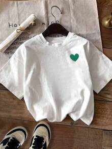 Camiseta Casual Blanca de Cuello Redondo y Manga Corta para Mujer con Estampado del Slogan "C'est la vie", Hombros Caídos, Corte Regular X0U3 - Blanco - Ver 7