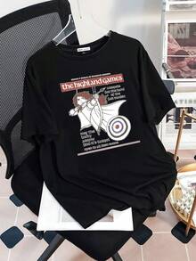 Illustration Of A Brave Female Archer Inspired By Highland Games, Representing Strength, Precision, And Inner Freedom. Women's Short-Sleeved T-Shirt, Comfortable, Casual, And Stylish For Everyday Wear. - 黑色 - 查看 3