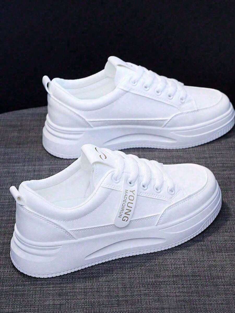 Zapatillas de deporte para exteriores, versión coreana de suela gruesa, modernas y versátiles, transpirables, deportivas y de ocio, zapatos blancos - Blanco 17 - Ver 1