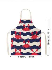1pc, Lobster Pattern Polyester Apron, Suitable For Cooking, Baking, And Gardening - Can Be Used As Attire For The Kitchen And Dining. - Multicolor - View 13