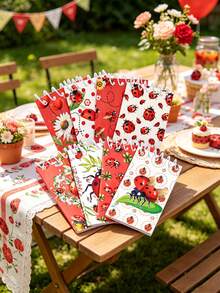 8pcs/1pc Cartoon Ladybug Theme Mini Spiral Notebooks And Pocket Notebooks. Compact And Portable, Perfect As Party Favors For Various Occasions Such As Spring/Summer Themed Events, Birthday Parties, Weddings, Graduation Celebrations, Insect Themed Gatherings, Ladybug Themed Parties, Etc. - One Size Fits All - View 2