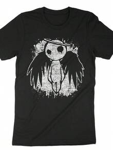 Playera negra slim fit manga corta estampado alas de angel blancas estilo gótico punk rock para conciertos uso diario ropa de hombre camiseta de mujer blusas para mujer algodon duradera con envio nacional - Negro - Ver 6