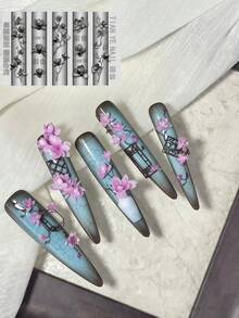 蓮花錦鯉 3D 蓮花彼岸花錦鯉花卉美甲裝飾模具 - 無色 - 查看 22