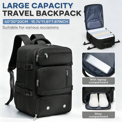 Ba lô du lịch dung tích lớn, kích thước 40*30*20cm, nhiều ngăn, có ngăn đựng giày và laptop, chống nước, thích hợp cho chuyến đi cuối tuần qua đêm, vừa laptop 15.6 inch, hành lý nhẹ lý tưởng cho công tác, đi máy bay, tập gym, đi làm và đi học, balo thường ngày cho nam và nữ.