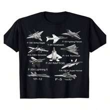 Camiseta de Aviones de Combate Americanos F18 Raptor F14 Tomcat 180g - Negro - Ver 8