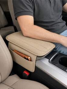 Universal Car Center Console Sunshade With 2 Storage Pockets - Genuine Leather Armrest Cushion Buffer Pad, Waterproof, Scratch-Resistant, Wear-Resistant Interior Accessory Suitable For SUV, Truck, Vehicle - Style a - View 10